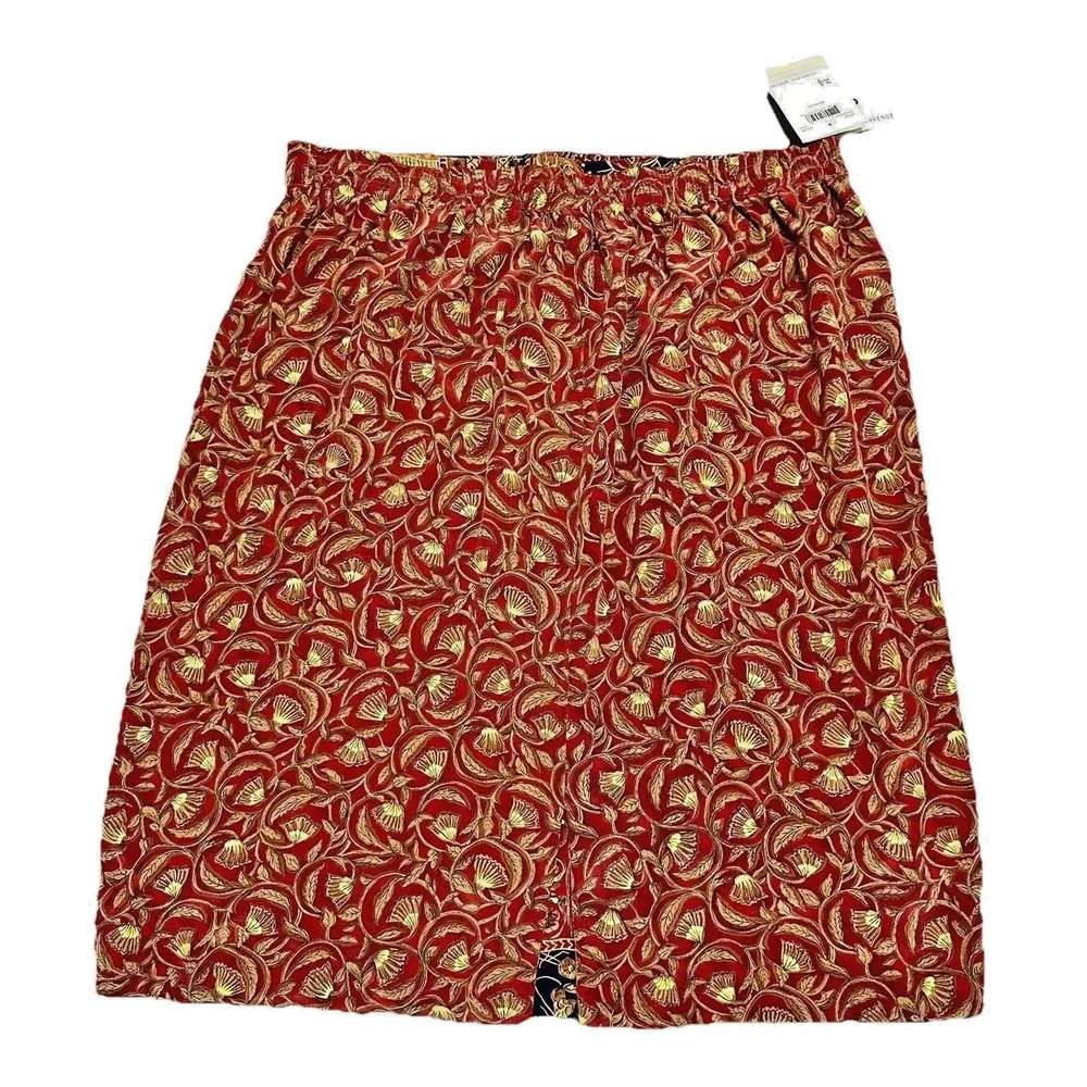 NWT VTG Dana Buchman 100% Silk Reversible Boho Maxi Skirt Plus 24